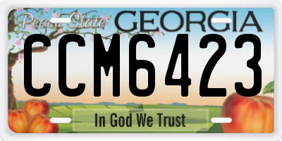 GA license plate CCM6423