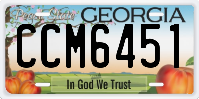 GA license plate CCM6451