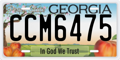 GA license plate CCM6475