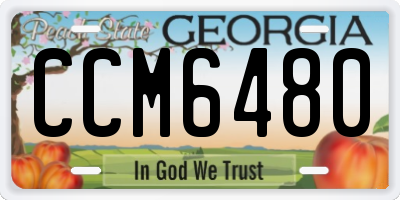 GA license plate CCM6480