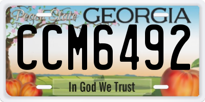 GA license plate CCM6492