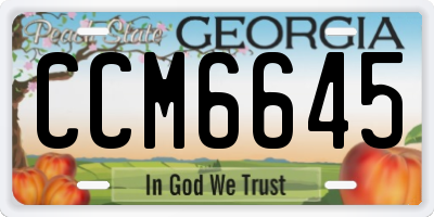 GA license plate CCM6645