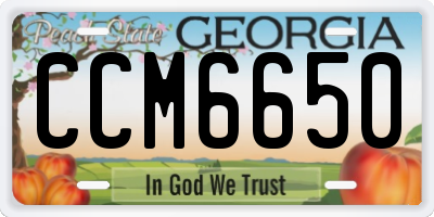 GA license plate CCM6650