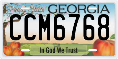 GA license plate CCM6768