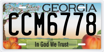 GA license plate CCM6778