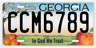 GA license plate CCM6789