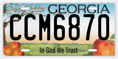 GA license plate CCM6870