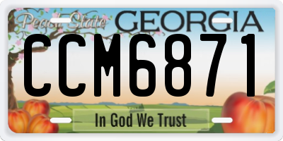 GA license plate CCM6871