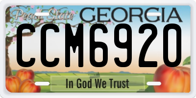 GA license plate CCM6920