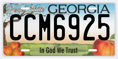 GA license plate CCM6925