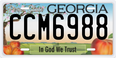GA license plate CCM6988