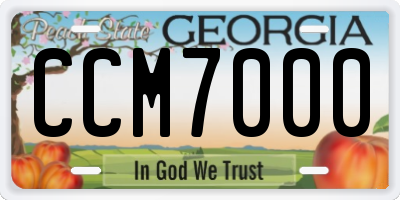 GA license plate CCM7000