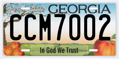 GA license plate CCM7002