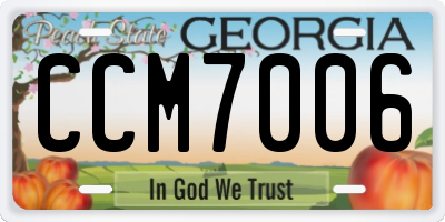 GA license plate CCM7006
