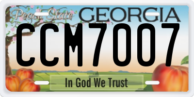 GA license plate CCM7007