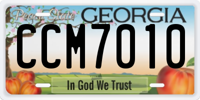 GA license plate CCM7010