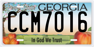 GA license plate CCM7016