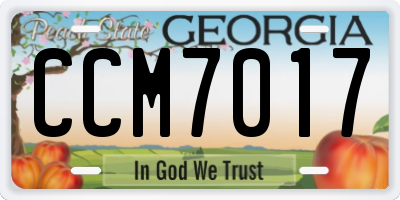 GA license plate CCM7017