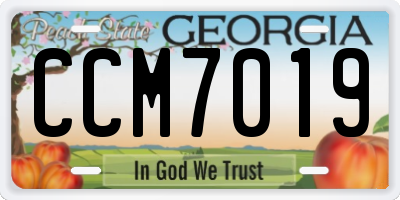 GA license plate CCM7019