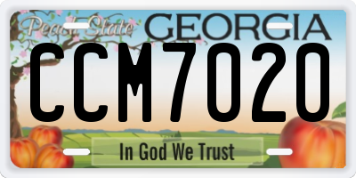 GA license plate CCM7020