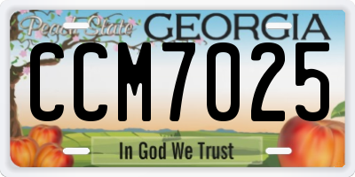 GA license plate CCM7025