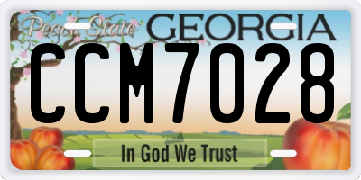 GA license plate CCM7028