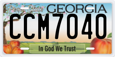 GA license plate CCM7040
