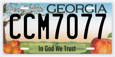 GA license plate CCM7077