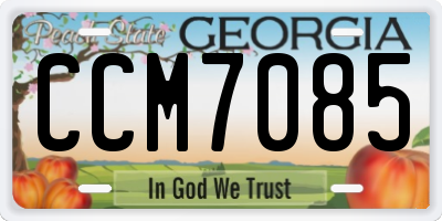 GA license plate CCM7085