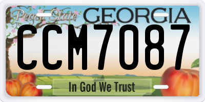 GA license plate CCM7087