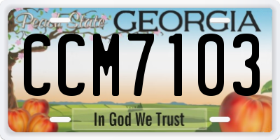 GA license plate CCM7103