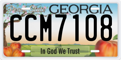 GA license plate CCM7108