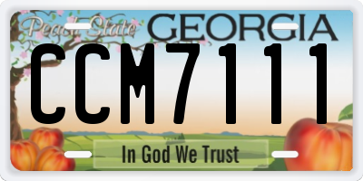 GA license plate CCM7111