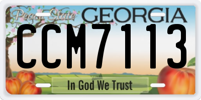GA license plate CCM7113