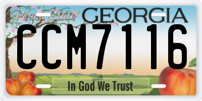 GA license plate CCM7116