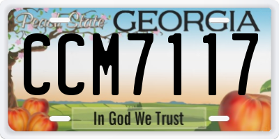 GA license plate CCM7117