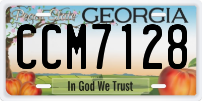 GA license plate CCM7128