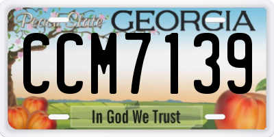 GA license plate CCM7139