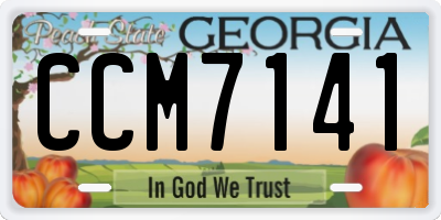 GA license plate CCM7141