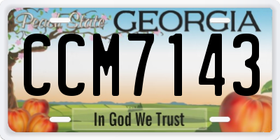 GA license plate CCM7143