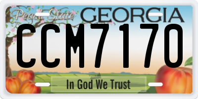 GA license plate CCM7170
