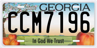 GA license plate CCM7196