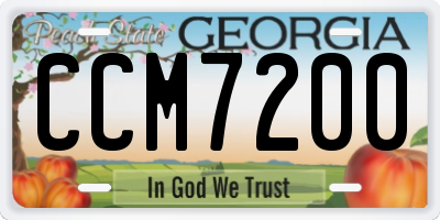 GA license plate CCM7200