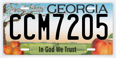 GA license plate CCM7205