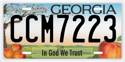 GA license plate CCM7223