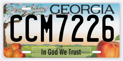 GA license plate CCM7226