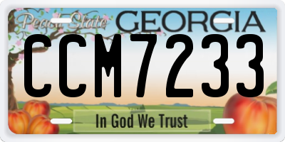 GA license plate CCM7233