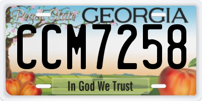 GA license plate CCM7258