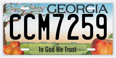 GA license plate CCM7259