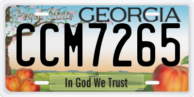 GA license plate CCM7265